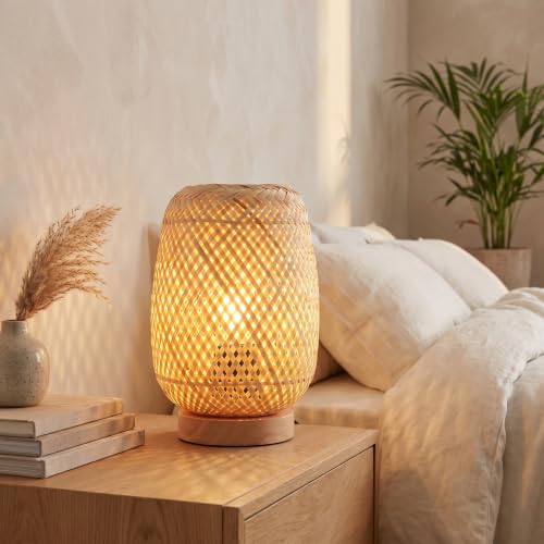 BARCELONA LED lampada tavolo rattan legno E27 boho