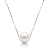 Rnivida 925 Sterling Silver Single Pearl Pendant Necklace for Women,18"