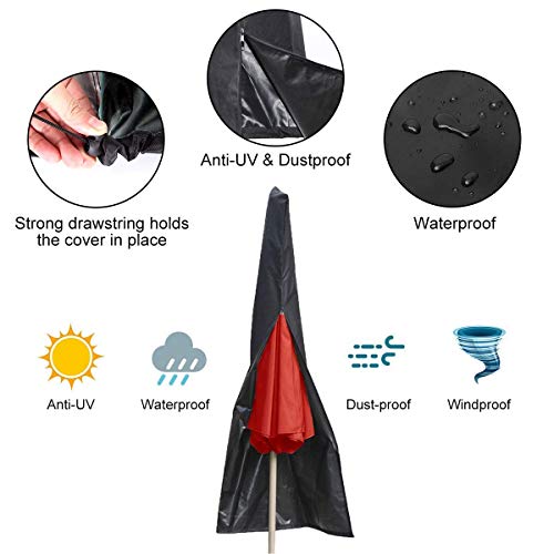 AISHN Umbrella Cover Patio, Cantilever Outdoor Garden Durable Umbrellas Cover, 600D Parasol Waterproof UV-resistan Umbrellas Cover with Zipper, Suitable for 6ft to 11ft