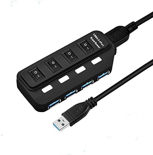 USB 3.0 Hub ROSIMO 4 Port USB Hub Super Speed Data Transfer with ON/OFF Individual Power Switch and Leds