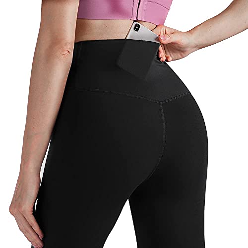 ROWNYEON Yoga Pants for Women Yoga Leggings with Pockets High Waist Workout Leggings 7/8 Length Tummy Control Athletic Leggings Black