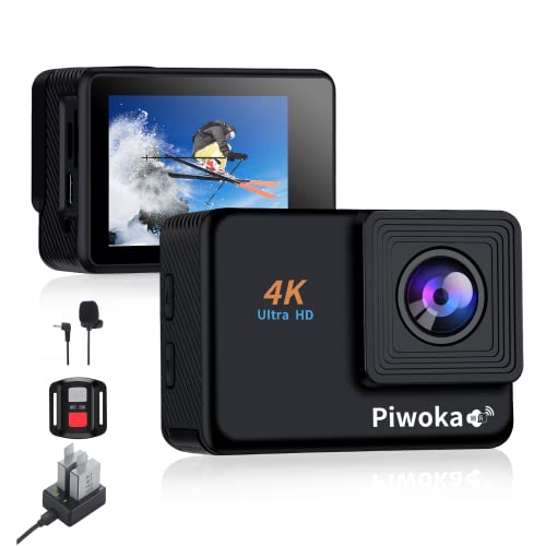 Piwoka Action Camera 4K with WiFi, Remote Control, Ultra HD Sports