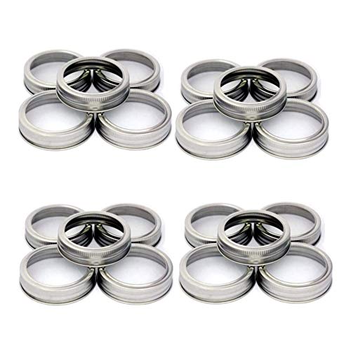 20 Rust Resistant Silver Mason Jar Replacement Rings, 87mm Wide Mouth