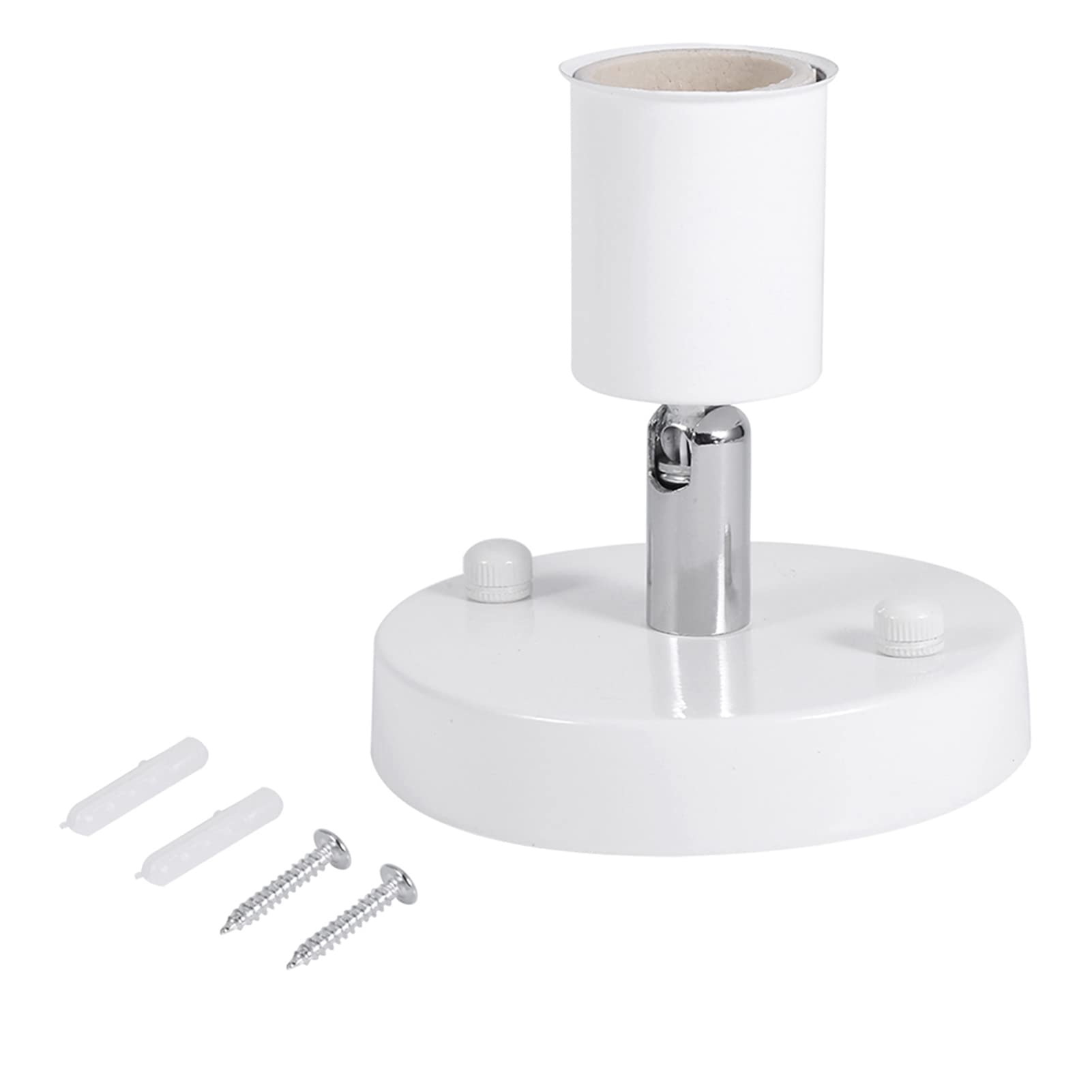 Tissting 1Pc E27 Light Socket Modern Ceiling Light Lamp Bulb Holder Socket 180° Rotating with 2 Screws for E27 Screw Type Light Bulbs Home Office Lighting(White)