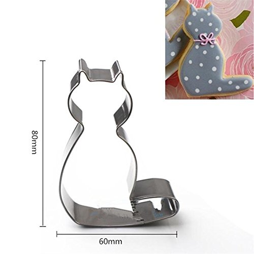 WIN 5pcs Cute Cat Shape Cookie Cutter Stainless Steel Fondant Cutter Cake Decoration Tool Set