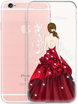 iPhone 6S Case,iPhone 6 Case,COSROLE Silicone Rubber TPU Thin Clear Transparent [Girl Dress Pattern] [3D Relif] Protective Anti-Scratch Back Phone Cover Case for iPhone 6/6S-Red Dress