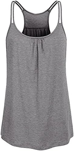 LUCA Women Solid Sleeveless Round Neck Blouse Wrinkled Loose Racerback Workout Tank Top