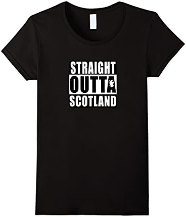 Women's Straight Outta Scotland T-shirt Country Outline Gift Tee XL Black