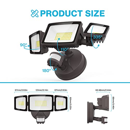 Olafus 55W Flood Lights Outdoor Motion Sensor Light, LED Security Light