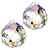 CandyHome Glass Crystal Ball Prism Pendant Feng Shui Crystals - Hanging Crystals Rainbow Prism Suncatcher for Window 40mm Pack of 2