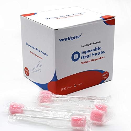 Wellgler's Disposable Oral Care Swabs, Sterile Sponge Mouth Swabs (100pcs, pink) Pricepulse