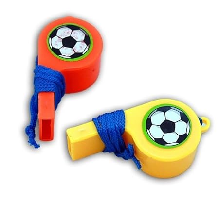 Kaufen-schenken-spielen 8 Fußball-Trillerpfeifen Kindergeburtstag Sport Bunt