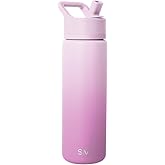 Simple Modern Water Bottle with Straw Lid | Vacuum Insulated Stainless Steel Metal | Reusable Leak Proof BPA-Free Cup for School | Summit Collection | 22oz, Violet Dreams