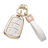 CACARLIKE for Cadillac Key Fob Cover with Leather