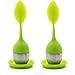 chichic Silicone Loose Tea Infuser Set, Cute Strainer, Steeper with Drip Tray, Best for Leaf or Herbal Tea, Green, Set of 2