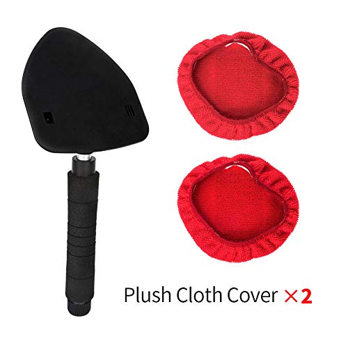COCODE Windshield Cleaner Tool, Auto Car Window Windshields Washing Brush, Adjustable Triangular Shape Cleaning Interior Auto Glass Wiper Kit with Extendable Handle, 2PCS Washable and Reusable Pads - Thumbnail 4