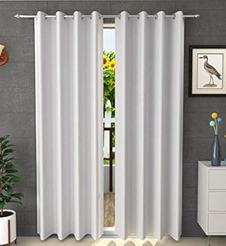 Buy F2l Faux Silk Blackout Curtains For Long Door 9 Ft Off White