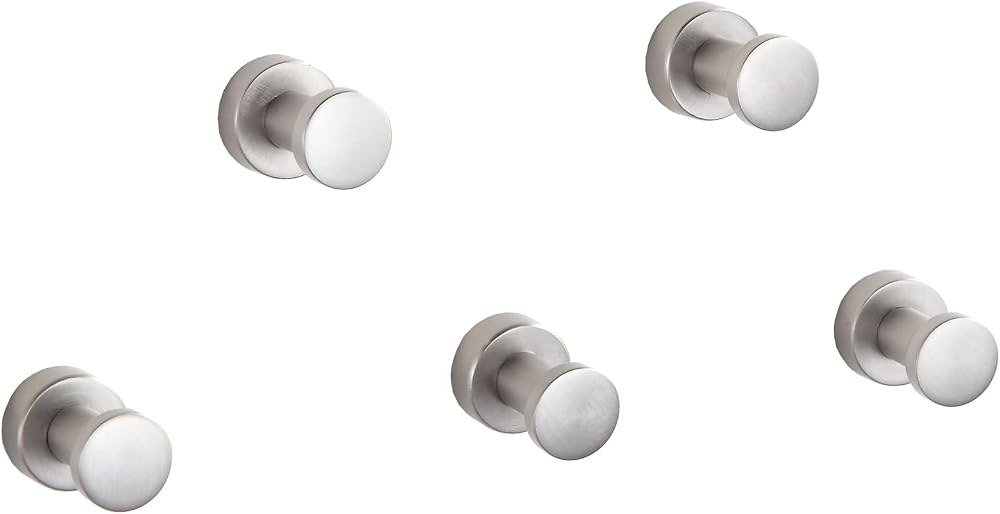 bgl Brushed Nickel Towel Hooks Set of 5 Brass Wall Hooks Self-Adhesive or Screws