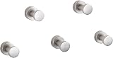 bgl Brushed Nickel Towel Hooks Set of 5 Brass Wall Hooks Self-Adhesive or Screws