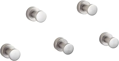 bgl Brushed Nickel Towel Hooks Set of 5 Brass Wall Hooks Self-Adhesive or Screws
