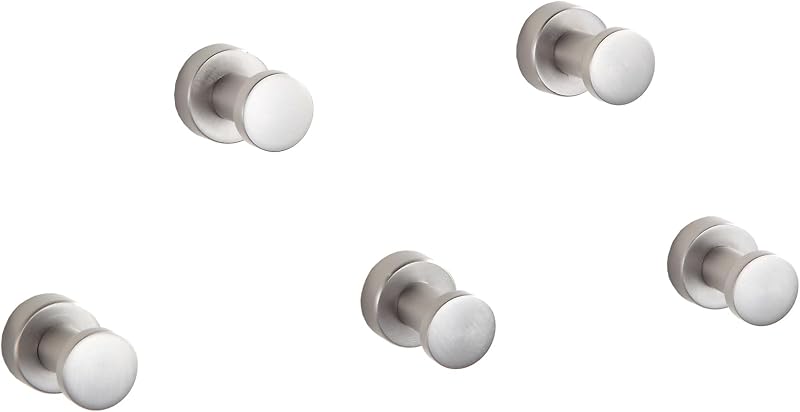 bgl Brushed Nickel Towel Hooks Set of 5 Brass Wall Hooks Self-Adhesive or Screws