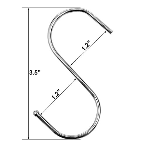 BEWISHOME S Shaped Hooks,20 PCS S Hooks for Hanging Clothes, S-Hooks Utility Hanging Hooks,S Shaped Silver Hooks Hangers for Kitchen Bathroom Bedroom Office, Chrome FYC02S