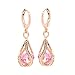 18k Rose Gold Plated Autralian Pink Swarovski Crystal Drop Dangle Hoop Earring