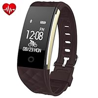 Juboury Fitness Tracker, Heart Rate Activity Tracker Touch Screen Wearable Pedometer Smart Wristand with Sleep Monitor,Steps Counter,Calories Track for Android and iOS Smart Phones (Coffee)