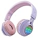 Riwbox WT-7S Bluetooth Headphones Light Up, Foldable Stero Wireless Headset with Microphone and Volume Control for PC/Cell Phones/TV/iPad (Purple)thumb 1