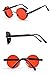 ZOGEEN Polarized Steampunk Round Sunglasses for Men Women Mirrored Lens Metal Frame S2671 (Black&Red)