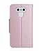 ProCase LG G6 Wallet Case for Women, Premium Leather Flip Folio Kickstand Case with Card Holder Wristlet Hand Strap, Folding Stand Protective Cover for LG G6 2017 -Pink