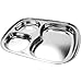 Stainless Steel Divided Tray Divided Dinner Snack Plate Kids Baby Plate Diet Plate Diet Food Control Tray Set (3section rectangularA 3pack)