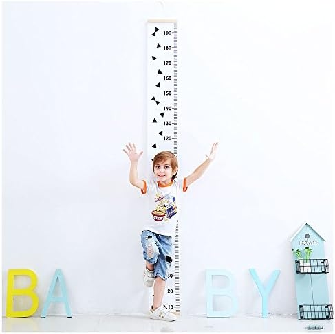 YIISUN Wall Hanging Wooden Growth Chart Ruler for Kids canvas Wood Height Chart 79''x7.9''
