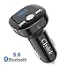 Bluetooth FM Transmitter for Car, Clydek V5.0 Bluetooth Car Adapter Wireless Radio Adapter with Hands-Free Call, Dual USB & QC3.0 Fast Charge, MP3 Music Player Support USB Drive & TF Card