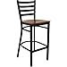 Flash Furniture HERCULES Series Black Ladder Back Metal Restaurant Barstool - Cherry Wood Seat