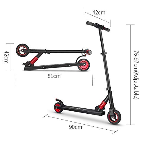 Ksruee Electric Scooter Ultra-Lightweight Foldable Electric Kick Scooter Sturdy Tough and Smooth to Ride Huffy Scooters for Kids and Adults (red)