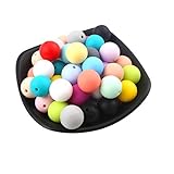 150pc 15mm Silicone Teething Beads Round Loose Organic Nusring Baby Chew Colorful DIY Balls Accessories