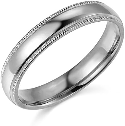 14k Yellow or White Gold 4mm COMFORT FIT Plain Milgrain Wedding Band