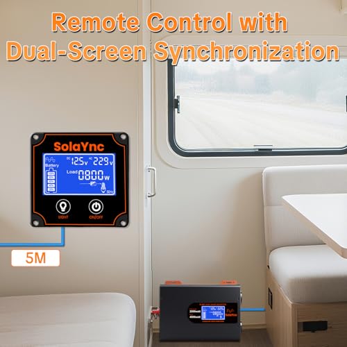 SolaYnc 2000W/4000W 12V 220V/230V Pure Sine Inverter DC AC Sine Wave Inverter, with LCD Display, Remote Control, 2 EU AC Sockets, Type-C 30W Interface and USB Port, for Cars, Boats, Trucks