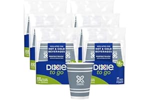 Dixie To Go Paper Coffee Cups, 12 oz, 132 ct, Disposable Insulated Paper Cups for On-The-Go Hot or Cold Beverages