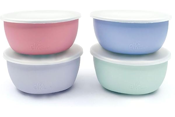 Elk and Friends Kids Stainless Steel Bowls with Silicone Sleeves + Lids | Suitable for Babies/Toddlers | Dishwasher Safe | No