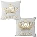 misaya Bronzing Flannelette Home Pillowcase 18x18 Decorative Cushion Cover Queen & King, Tiaras & Crown Gold Throw Pillow Covers Set of 2