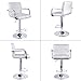 Leader Accessories Square Back Adjustable Bar Stools with armrest, Set of 2 (White)