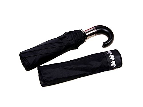 TRADE Travel Umbrella, Cortex Hook Handle Auto Open & Close Vented Windproof UV Protection Umbrellas with 10 Metal Ribs and Large Canopy for Business Man (Black)
