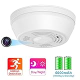 Hidden Camera Dummy Smoke Detector WiFi, SDETER Motion Activated Camera with 180 Days Battery Power, Remote Internet Access,Night Vision, SD Card Slot, Bottom View Covert Camera Lens for Home Security