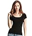 Liang Rou Women's Modal-Spandex Ribbed Stretch Scoop Neck T-Shirt Black M Medium / 8 10 1 X Black