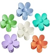 TODEROY 6 PCS Big Hair Claw Clips Matte Flower Hair Clips Non-Slip Cute Hair Catch Barrettes Plas...
