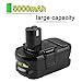 Energup 5000mAh Ryobi 18V Lithium Battery Replacement for Ryobi 18-Volt ONE+ P104 P105 P102 P103 P107 P108 P109 Tool