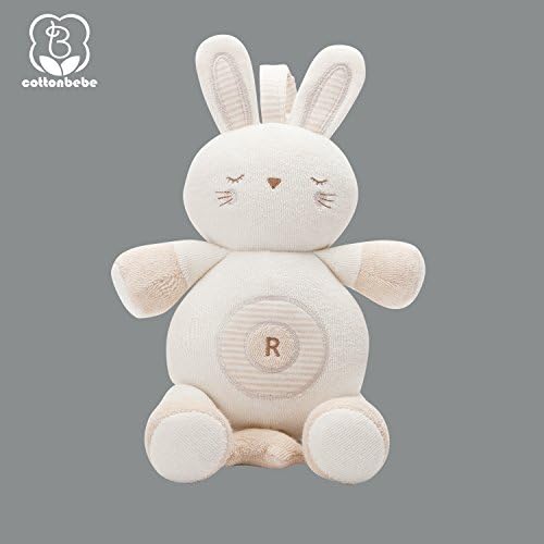 Natural Color Cotton Stuff Animals Baby Toy Rabbit hang in Stroller Smoothing Musical Pull Doll Toy Best Baby Gift B-22013-2