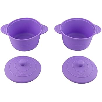 Bakerpan Silicone Small Round Pot, Steamer Cooker with Lid 4 Inches, Set of 2